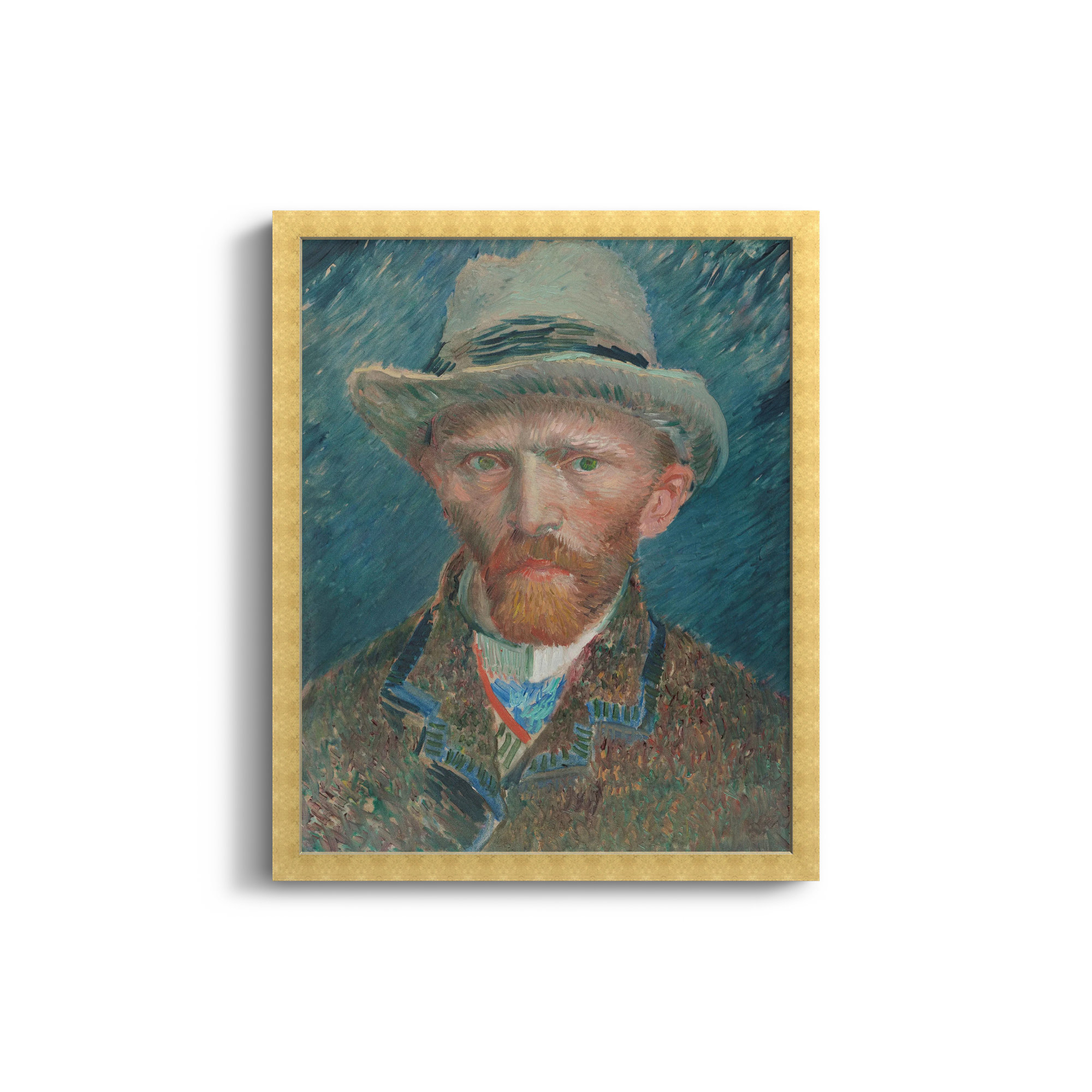 Van Gogh 1887 Self Portrait, 45" H x 36" W x 0.5" D, Gold