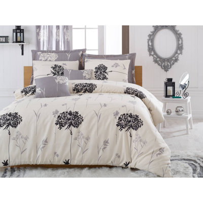 Ensemble de housse de couette luxueuse (3 pièces), gris, beige et noir | 65% coton, 35% polyester, housse de couette: 94,5 x 86,6 pouces, taies d'oreiller: 23,6 x 23,6 pouces | Lavable à la machine, fermeture à boutons élégante, conception douce et c