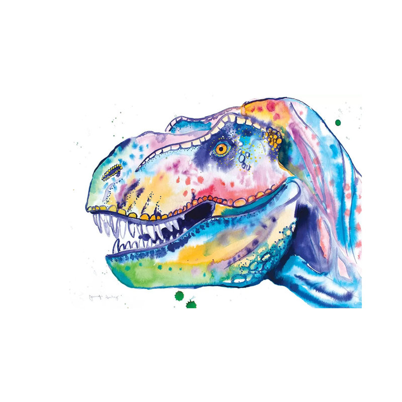 Watercolor T-Rex by Jennifer Seeley - Wrapped Canvas Gallery-Wrapped Canvas Giclée, 101.6 cm H x 66.04 cm W