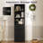 Farmhouse 71" Tall Bookshelf With Drawer, Narrow Bookcase With Adjustable Left/right Door, Adjustable Shelf, Freestanding Display Book Shelf For Bedroom,living Room, Office, Black-224281515