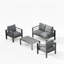 Ensemble de conversation moderne en aluminium 4 pièces pour patio, canapé 4 places avec coussins épais gris foncé et structure grise et table basse-368108617-368108622