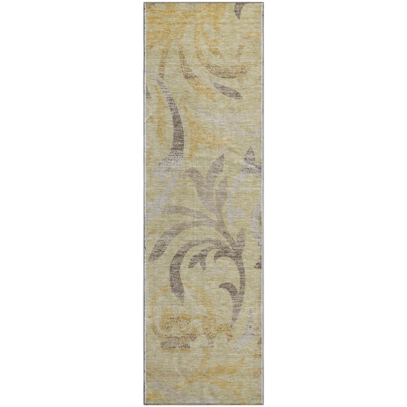 Premium Machine Washable Prisco Gold Rug, Runner 2'3" x 7'6"