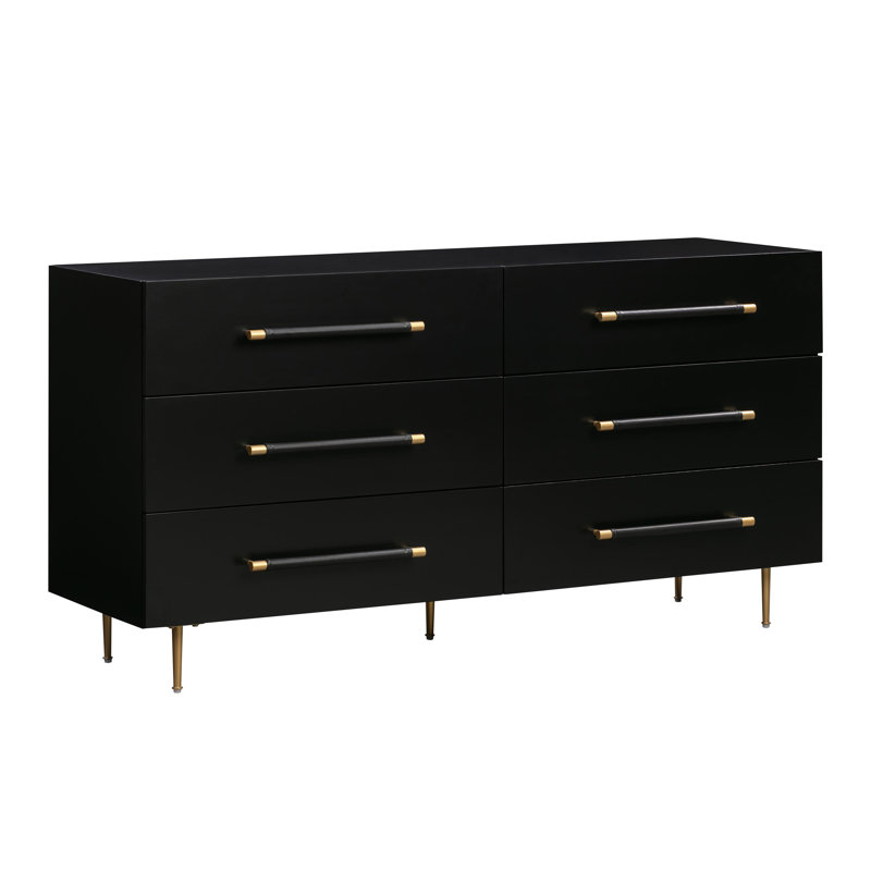 Billiot Trident 6 Drawer Dresser, Black