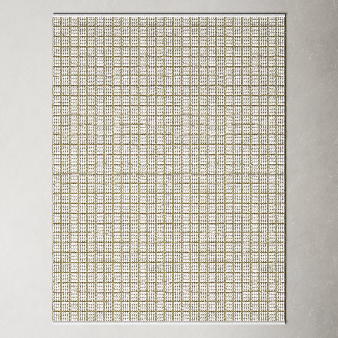 Malmo Geometric Handwoven White/Green Indoor / Outdoor Area Rug AllModern Rug