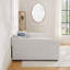 Queen daybed: upholstered sofa bed, two-drawer trundle, vertical stripes, linen fabric (86.5"x65"x30")-1365220587