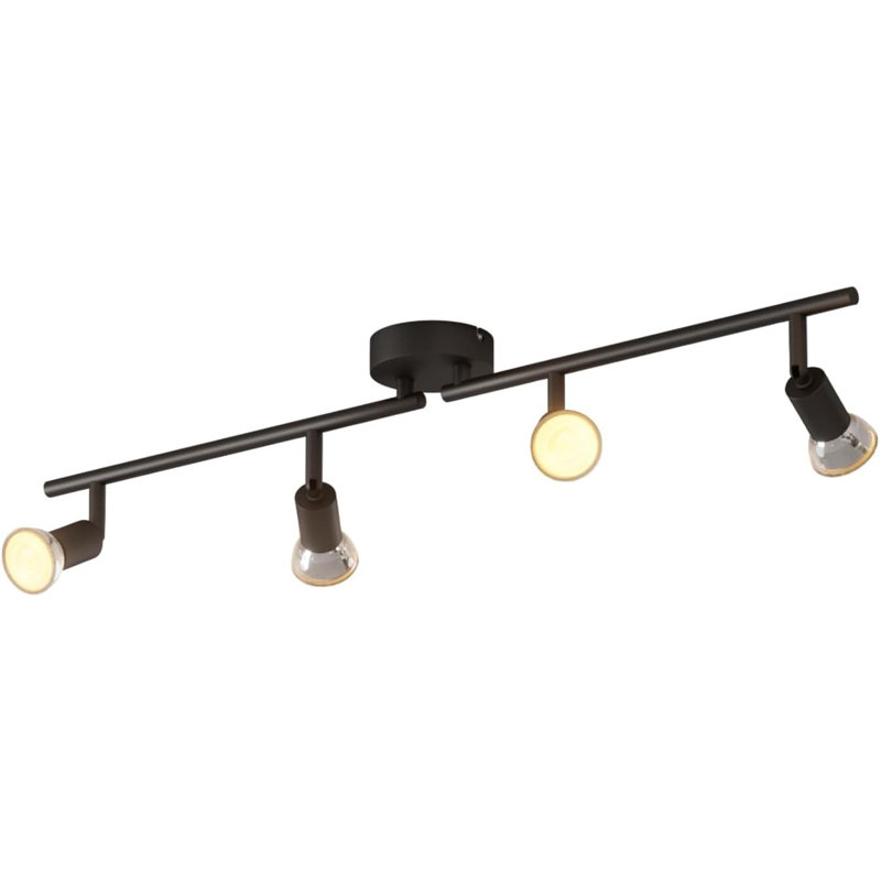 Luminaires sur rail à 4 lumières DEL 4 lumières de plafond flexibles rotatives avec projecteurs modernes noirs (douille GU10, ampoules non incluses)