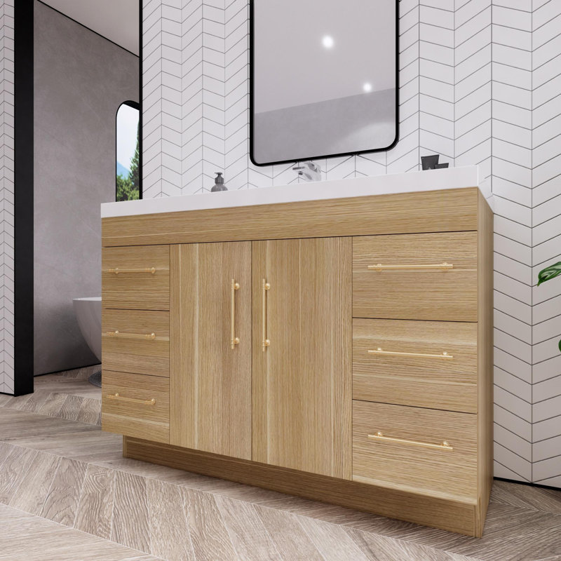 Ensemble de meuble-lavabo simple 48 po Maplesville, Chêne champagne