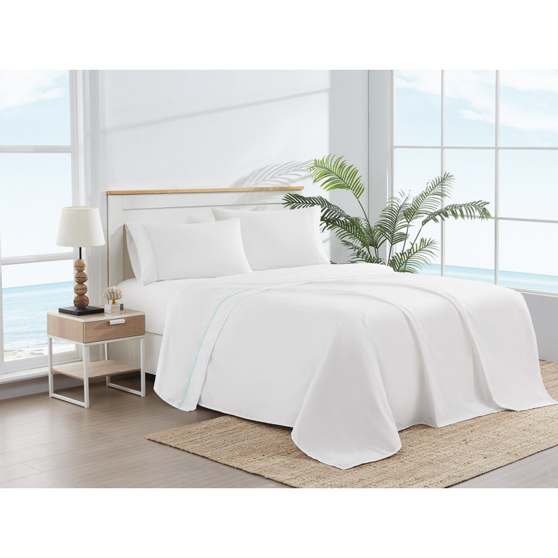 Ensemble de draps en percale 100% coton Scout, Écume de mer, écume de mer, Ensemble de draps pour lit simple TG avec 1 taie d