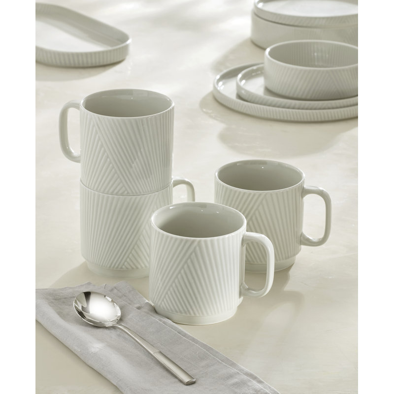 Modulus Mugs, Set of 4, Vapor, White