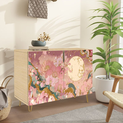 Buffet Buffet avec rangement Mystical Lily Celestial Orchid Fantasy avec 2 portes pour le salon et la cuisine