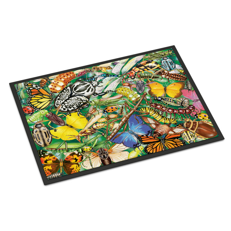Tapis d'entrée antidérapant Insta, Insectes et papillons, L 24 po x L 36 po