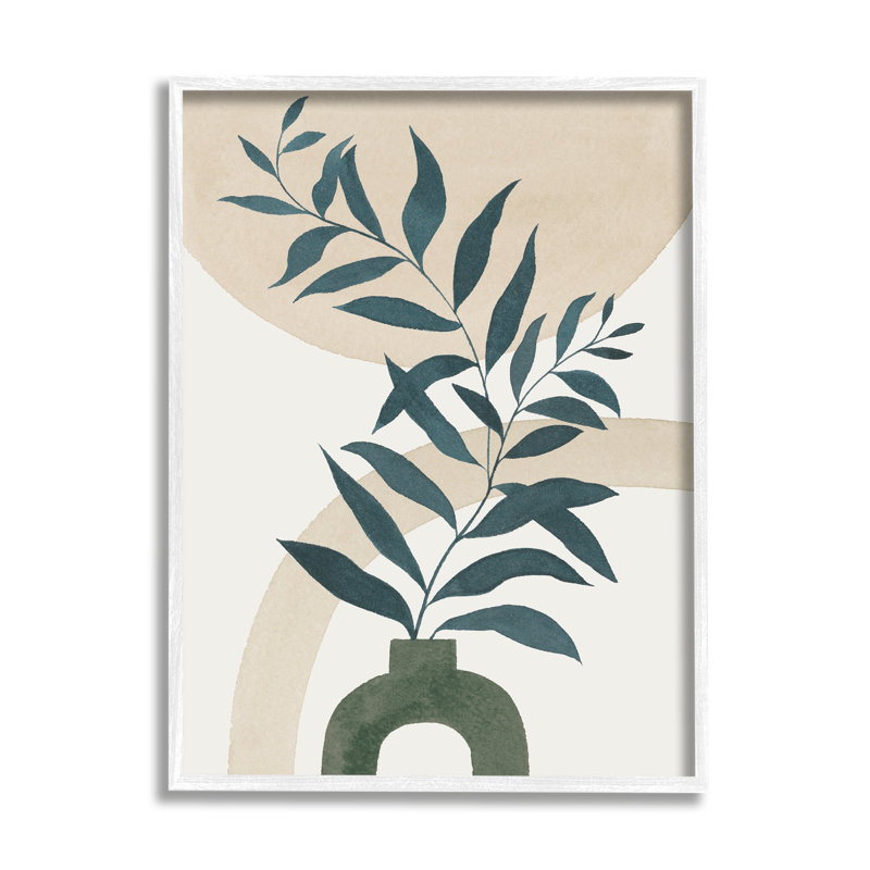 «Curvy Plant Leaves Modern Shapes», art mural texturé giclée par Grace Popp_aq-375, Giclée encadrée noir minuit