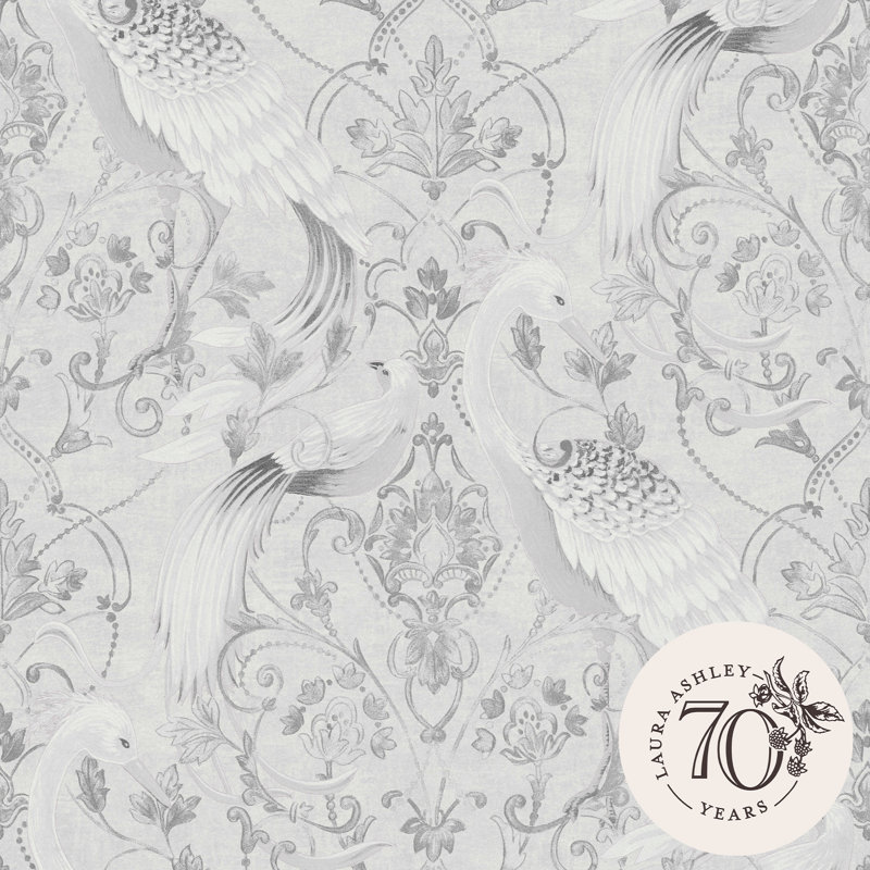 Laura Ashley Tregaron Silver Removable Wallpaper