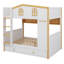 Lit superposé en forme de maison avec lit gigogne et tablettes de rangement, cadre de lit superposé en bois avec barrières et échelle de type maison-385835608