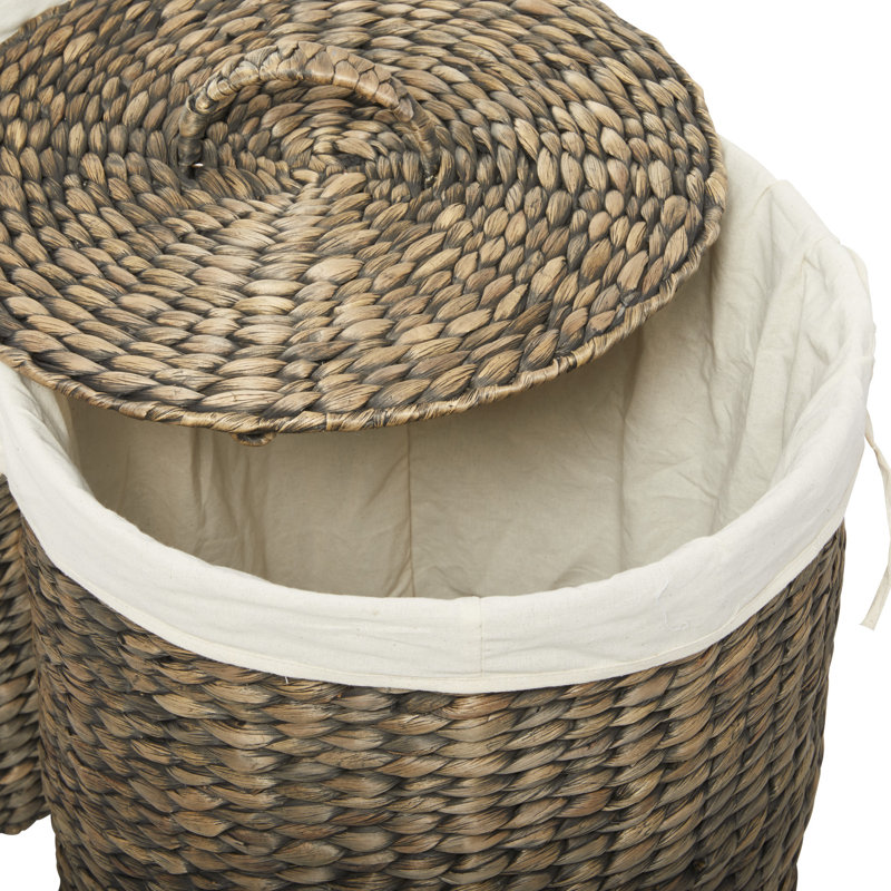 Round Seagrass Storage Baskets with Lids, Set of 2