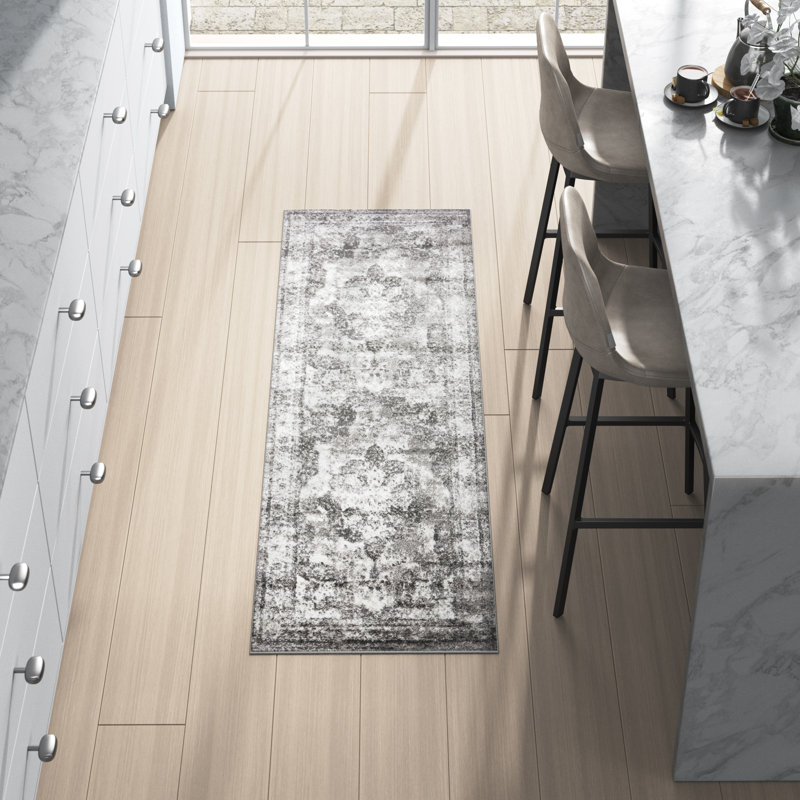 Tapis oriental Brandt, Tapis de couloir 3 pi 3 po x 19 pi 8 po, Gris