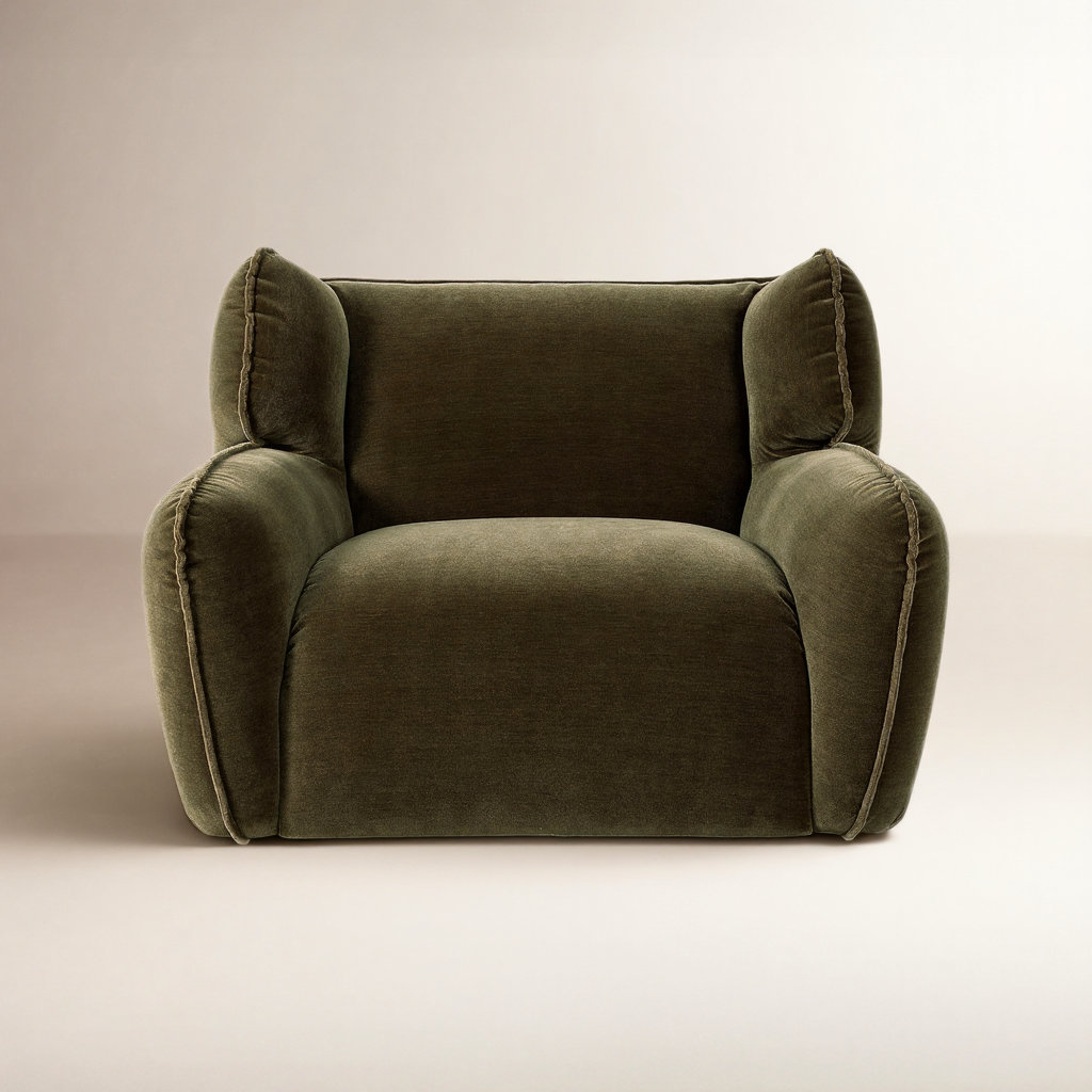 Pine Swivel Club Chair, Olive Performance Velvet
