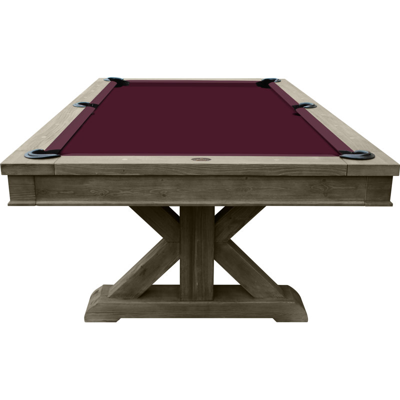 Brazos River Weathered 8' Slate Pool Table with Professional Installation Included, Weathered Gray, Wine, Dining Top Included
