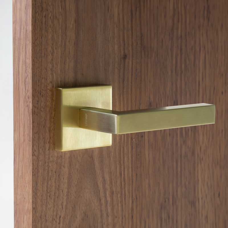 Full Double Dummy Door Lever Set, Satin Brass, 90
