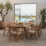 Ensemble de salle à manger d'extérieur 7 pièces avec table à rallonge en bois d'acacia et chaises en osier tissé, ensemble de mobilier de patio résistant aux intempéries au fini teck