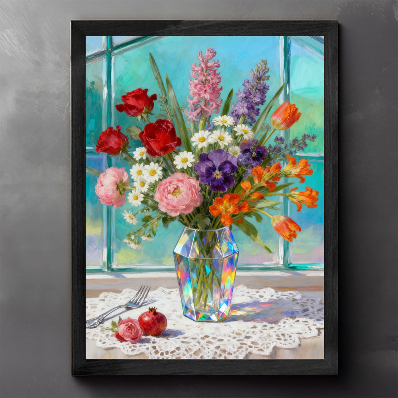 Art encadré noir, arrangement floral simple et rétro, impressions de style rétro, H 11 po x l 9 po