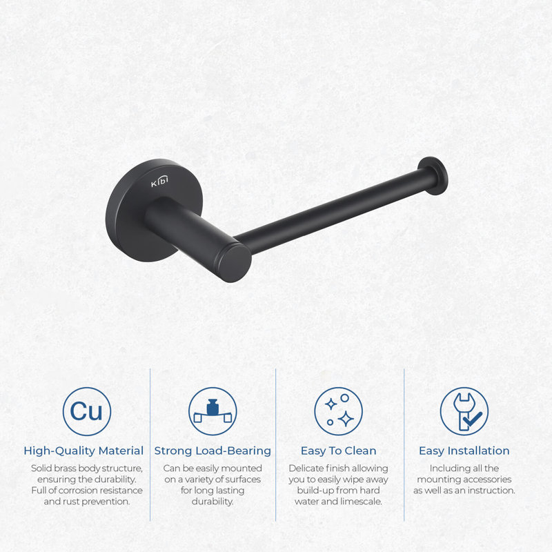 Circular Wall Mounted Toilet Paper Holder, Matte Black