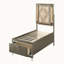 Lit double Skylar en cuir synthétique avec finition champagne foncé