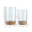Sagebrook Home Iron and Glass Candle Holders on Mango Wood Base - Elegant Home Decor Essentials for Serenity-1707690826