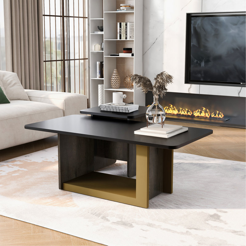 Ensemble de 2 tables basses modernes et luxueuses, petite table de bout carrée avec plateau spacieux et centre