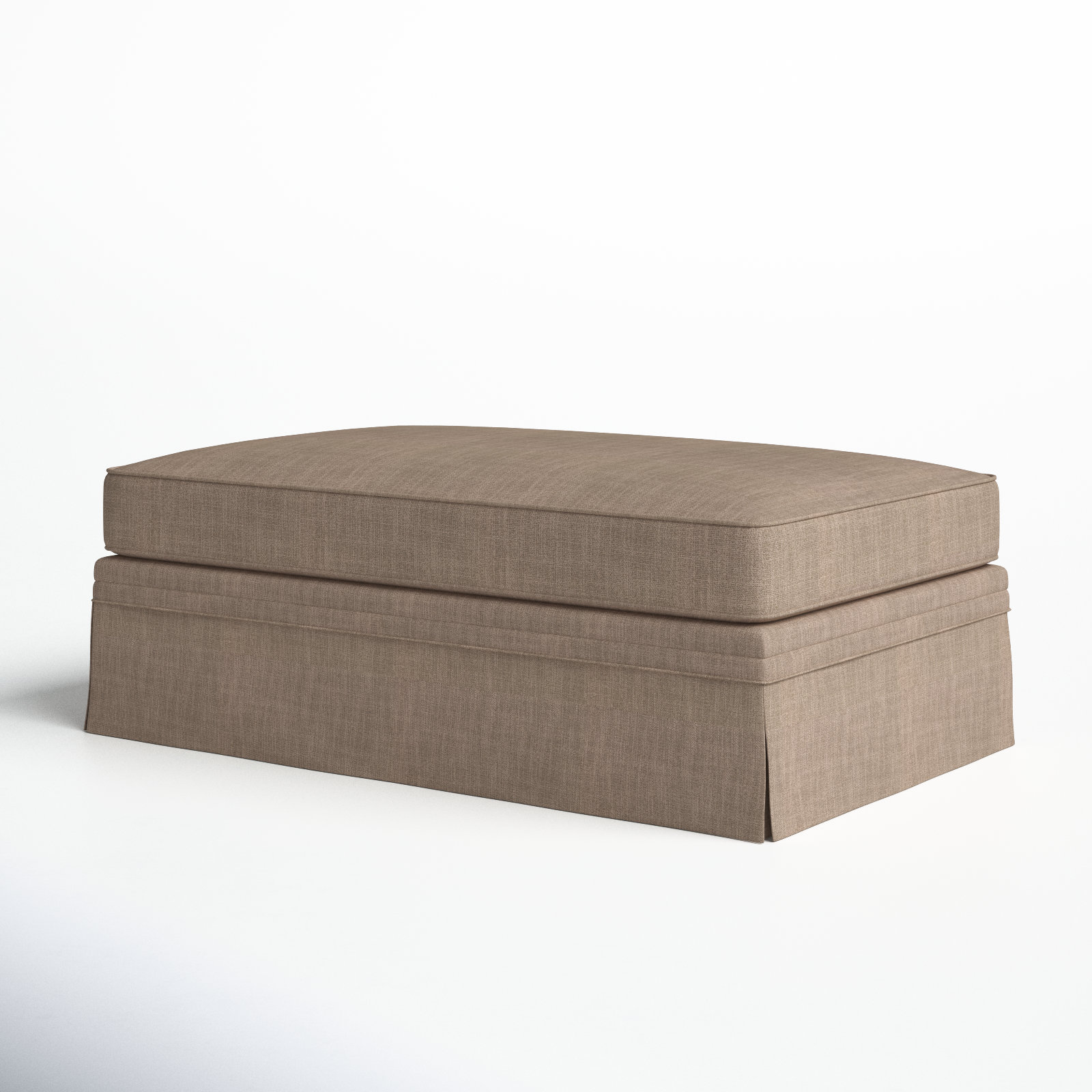 Shelby Upholstered Storage Ottoman, Conversation Linen Basketweave