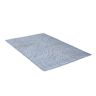 Hand Woven Overtufted Kilim Abstract Polypropylene Light Blue Rectangle Indoor Area Rug