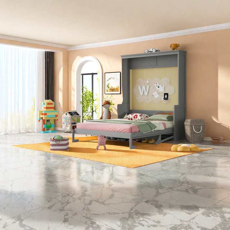 Grand lit avec tablette de rangement peu encombrante, conception moderne en bois