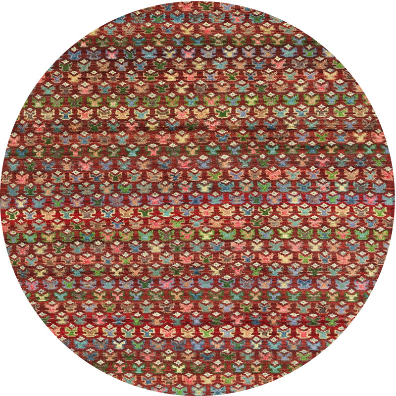 Tapis contemporain brun / beige / gris, Rond 4 pi