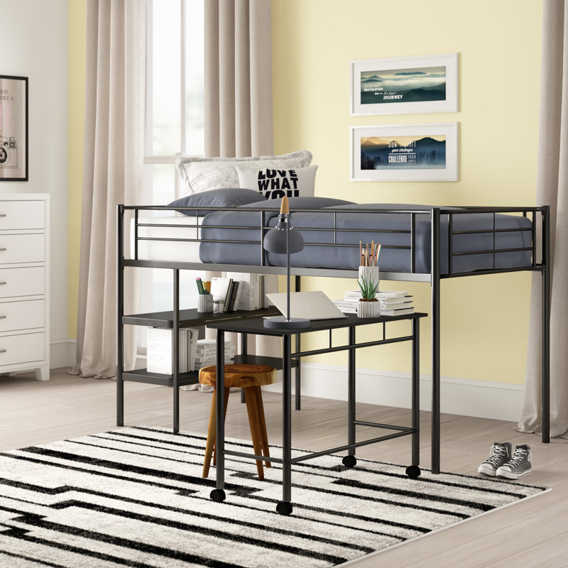 Nanafalia Kids Twin Loft Bed, Black