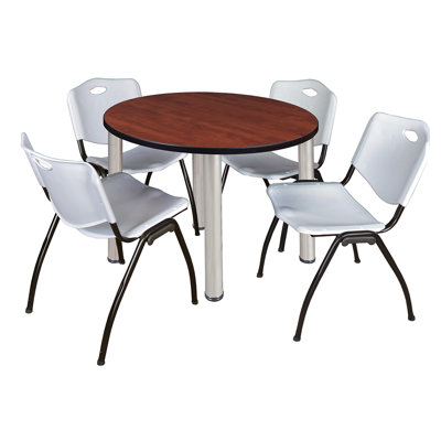 Plateau de table Kee, 4 chaises empilables