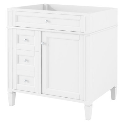 Bathroom Vanity 30'' Without Top Sink, 2 Drawers And 1 Tip - Out Drawer, Cabinet Door Organizer, Adjustable Shelf, Modern Minimalist Style, Finish, & Solid Wood 3 Drawers, Smooth Metal Drawer Slides,