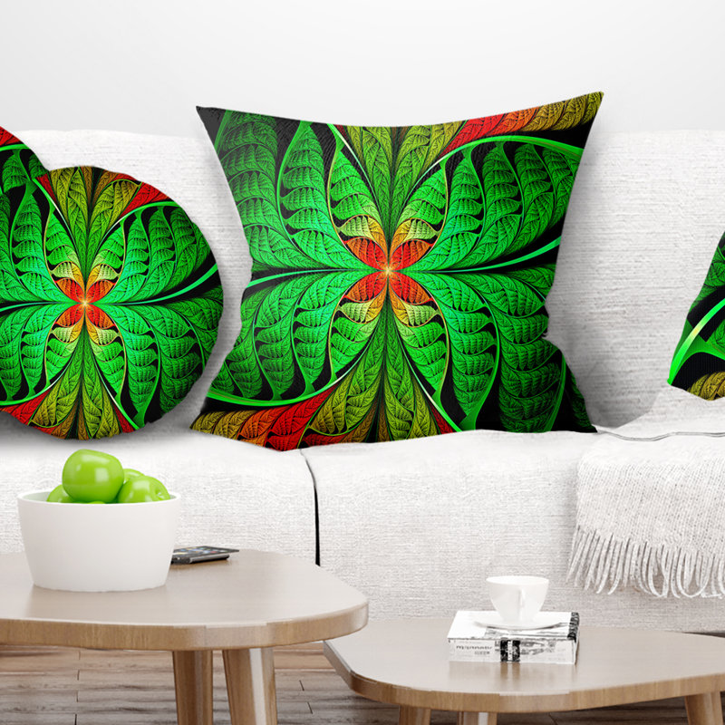 Abstract Fractal Leaf Design Pillow, 16" x 16", Throw Pillow
