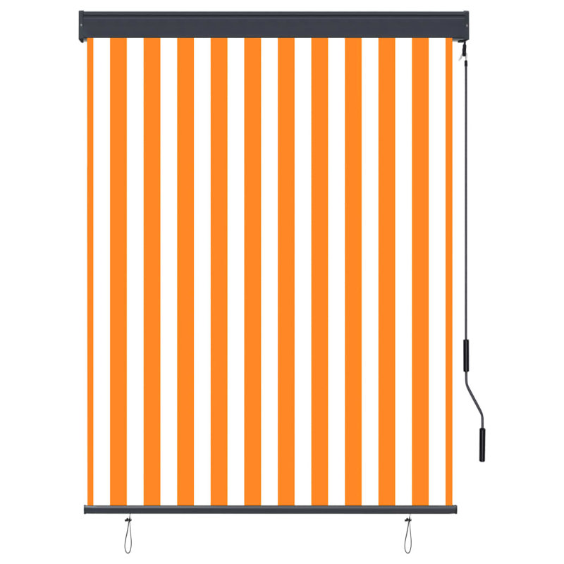 Outdoor Room Darkening Roll-Up Blind, White/Orange, 250 cm L x 120 cm W