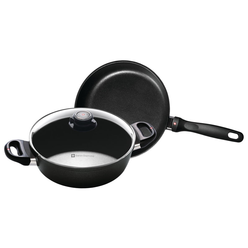 Swiss Diamond 3 Piece Aluminum Non Stick Cookware Set