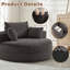 Fauteuil rond 55 po en velours côtelé pelucheux avec coussins décoratifs - gris-386146914