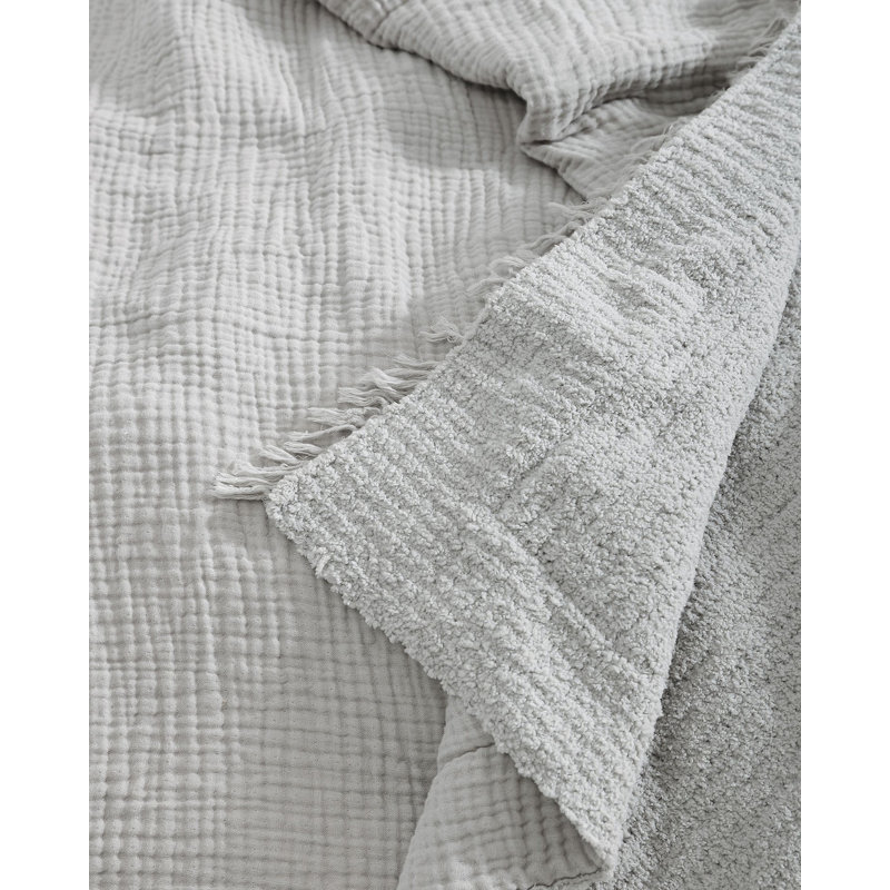 Snug Muslin Throw Blanket, Cloud Gray