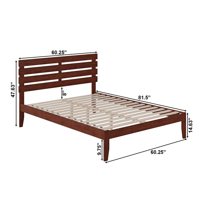 Giga Premium Wood Farmhouse Platform Bed, Queen, Walnut