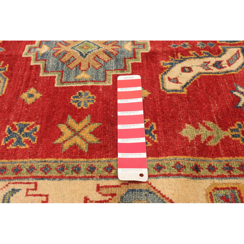 Tapis rouge en laine noué à la main de conception unique 8 pi 10 po x 12 pi Hearman
