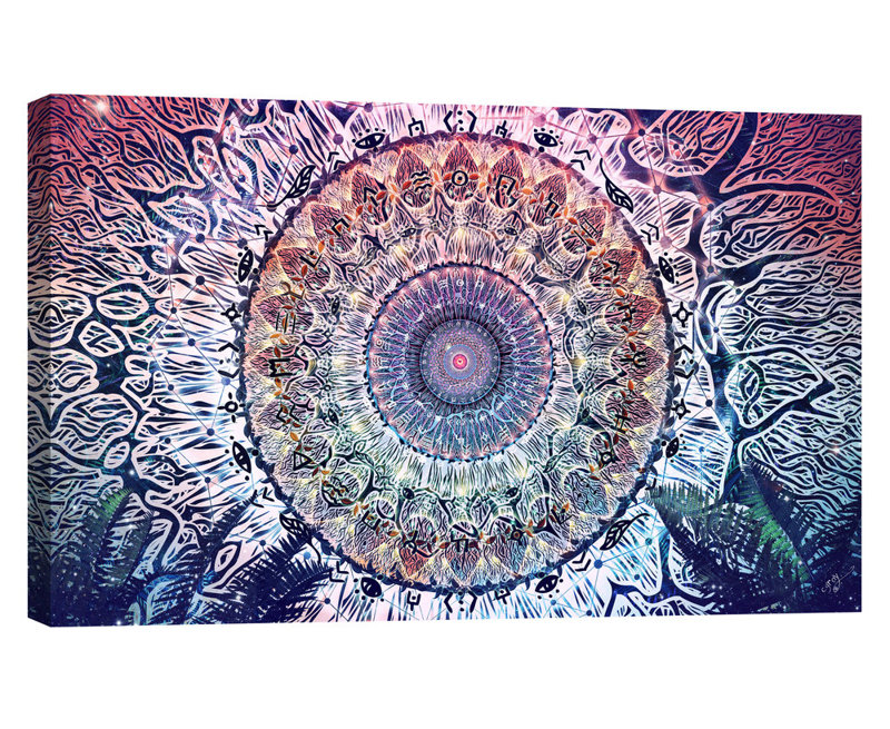 Purple Abstract Graphic Art Print on Canvas, 22" x 14"