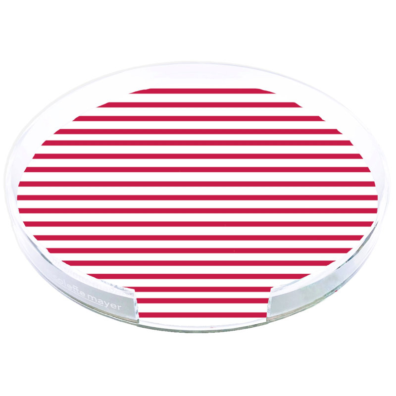 D Esprit Marin Acrylic Round Placemat Tray, Red/White