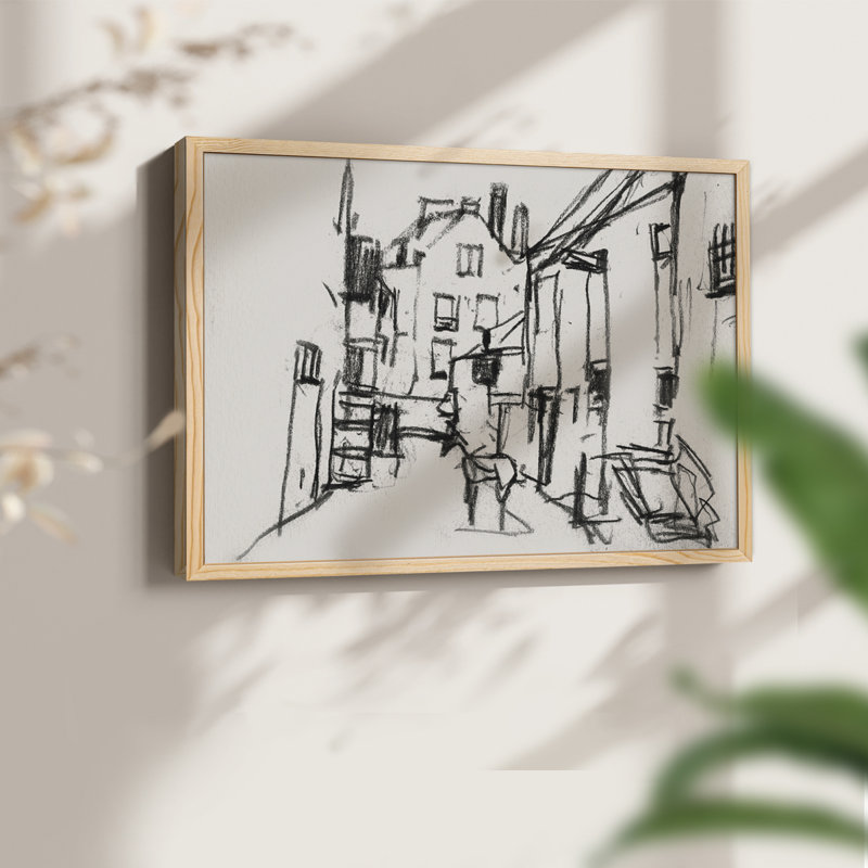 Croquis rétro, VI, reproduction encadrée, Naturel, H 16 po x l 20 po