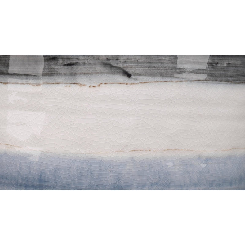 Horizon Striped Ceramic Table Lamp with Off White Linen Shade