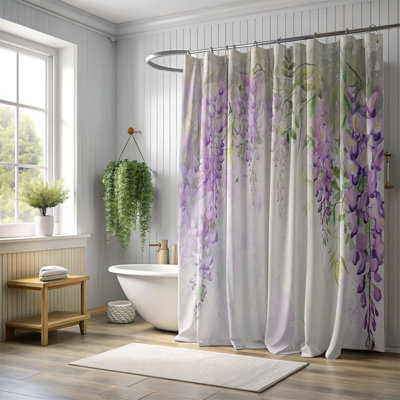 Delicate Wisteria Motifs - 1 Piece Standard Shower Curtain