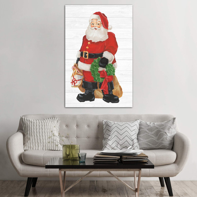 Nostalgic Santa I by Ethan Harper - Painting on Canvas, 152.5 cm H x 101.5 cm W, White Floater Framed