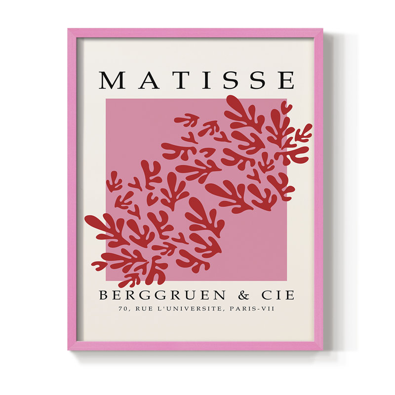 Matisse CEC XXII, reproduction encadrée - bois massif, Rose, H 10 po x l 8 po